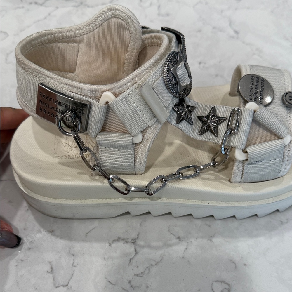 Women's Ivory Platform Chain-Trim Sandals - Picture 2 of 7